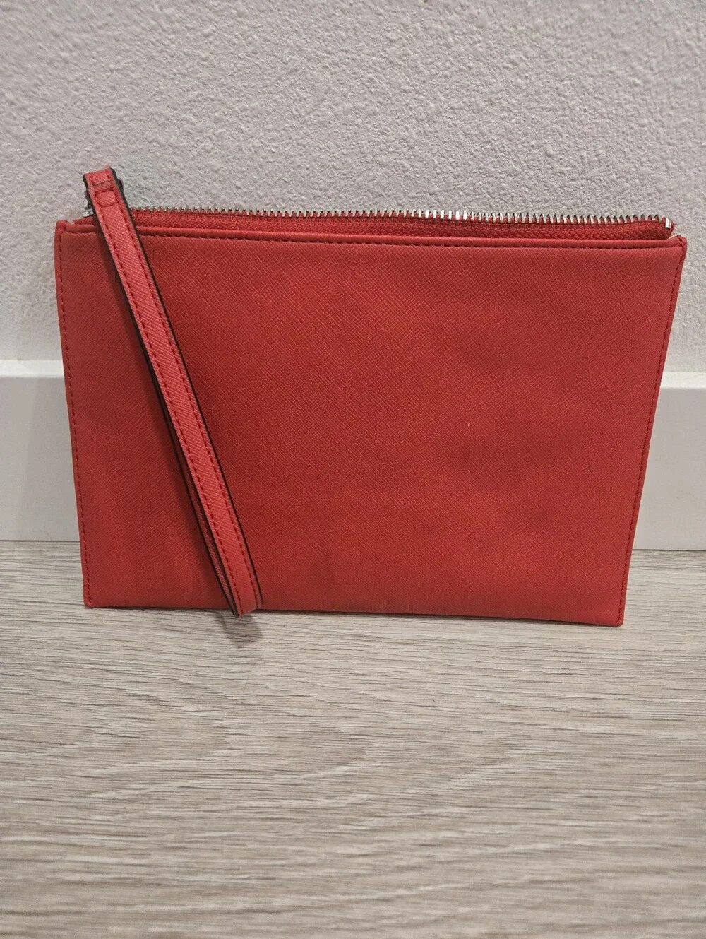 GUESS Red Leather-Look Wristlet Clutch with Front Pocket
